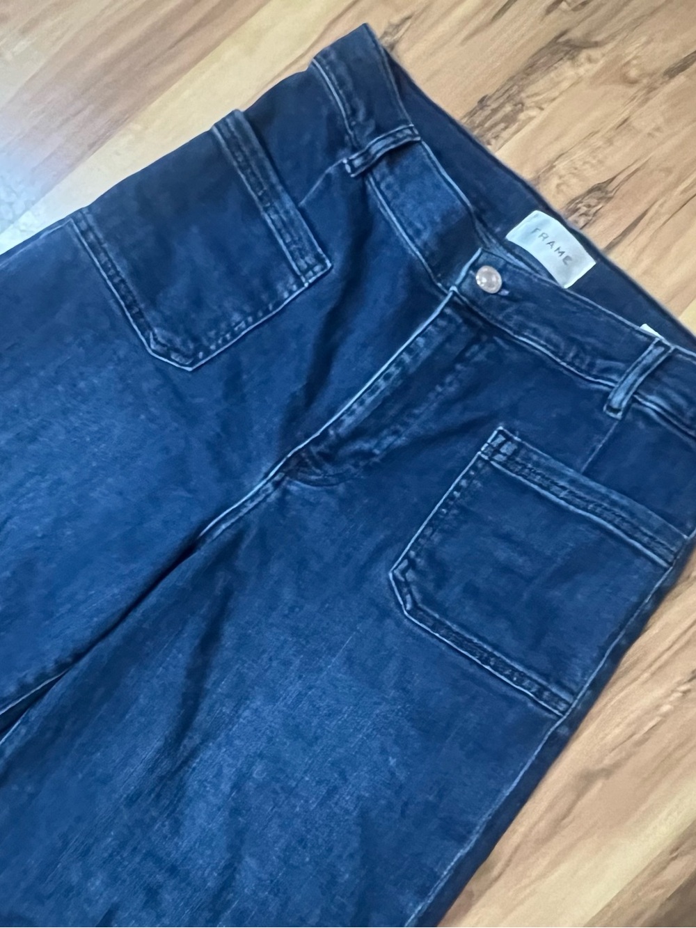 FRAME Le Slim Palazzo Patch Pocket High Rise Wide Leg Jeans Medium Wash Size 30 - Picture 4 of 9